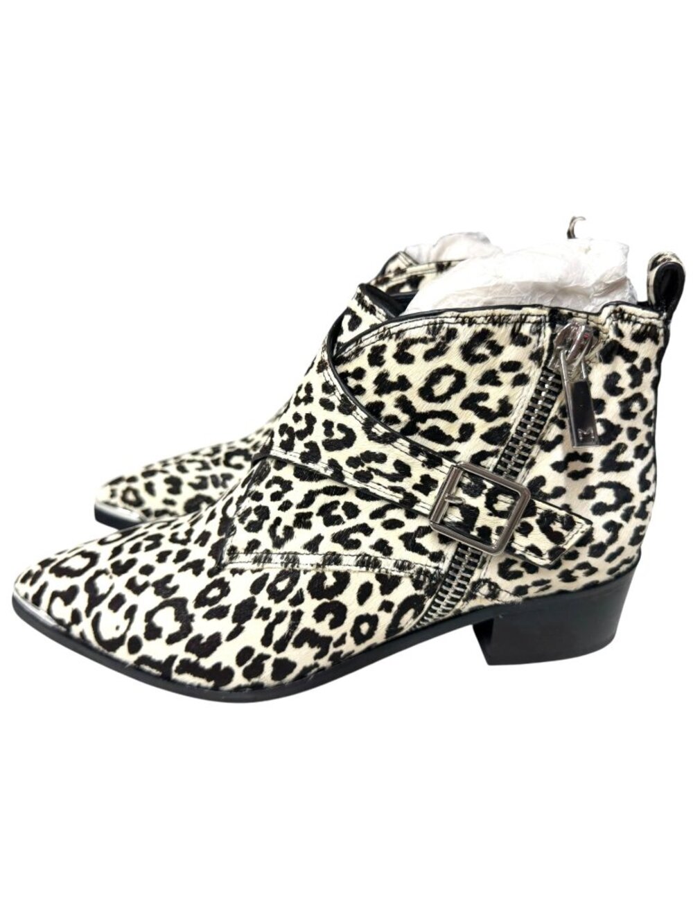 Marc Fisher Yanila Calf Hair Leopard Print Ankle Booties Size 6.5 NWOT